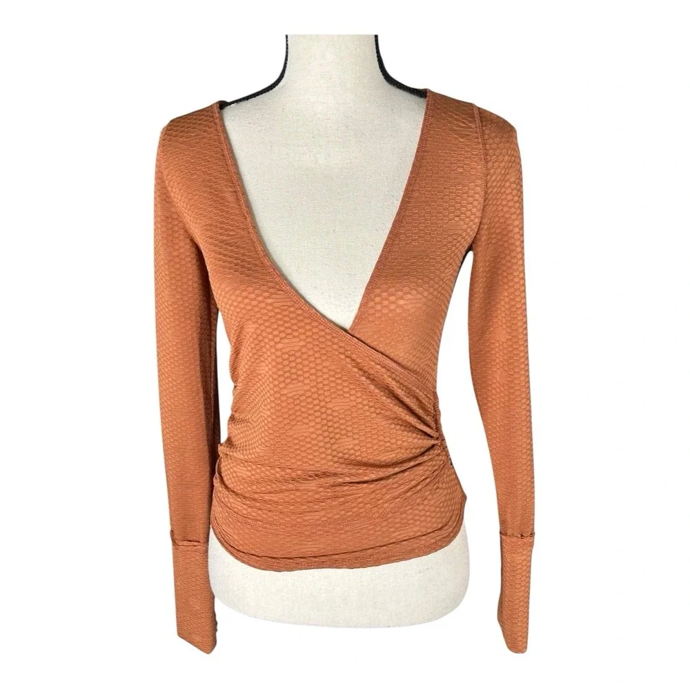 NEW Free people penny mesa combo‎ wrap long sleeve top small